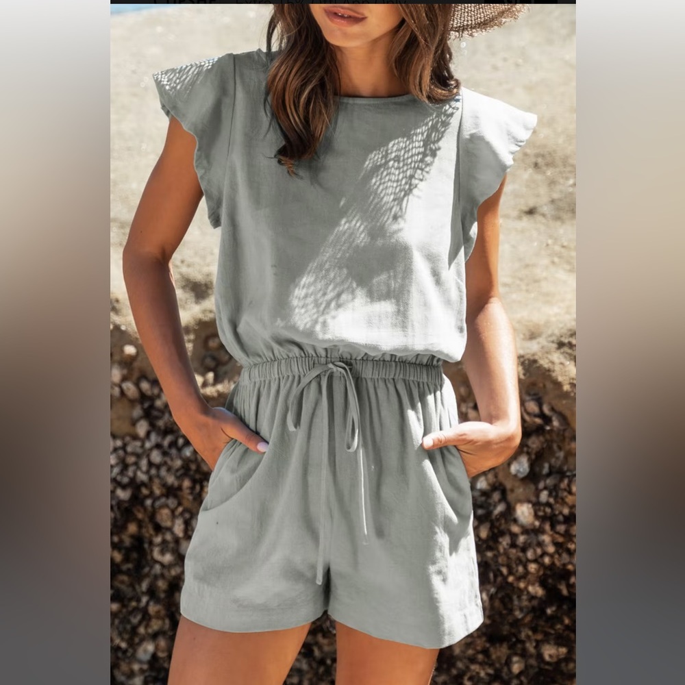 Ruffled short sleeve romper